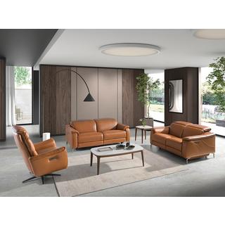 ANGEL CERDA Fauteuil pivotant en cuir marron  