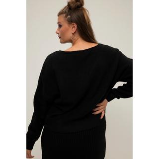 Studio Untold  Pullover, Boxy Shape, Saum-Schlitze, V-Ausschnitt, Langarm 