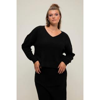 Studio Untold  Pullover, Boxy Shape, Saum-Schlitze, V-Ausschnitt, Langarm 