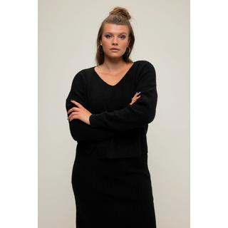 Studio Untold  Pullover, Boxy Shape, Saum-Schlitze, V-Ausschnitt, Langarm 