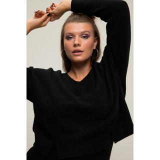 Studio Untold  Pullover, Boxy Shape, Saum-Schlitze, V-Ausschnitt, Langarm 