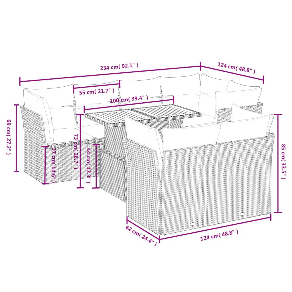 VidaXL set divano da giardino Polirattan  