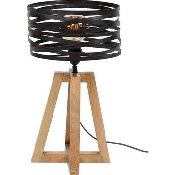 Lampe de table abat-jour en spirale avec cadre en bois gris ardoise