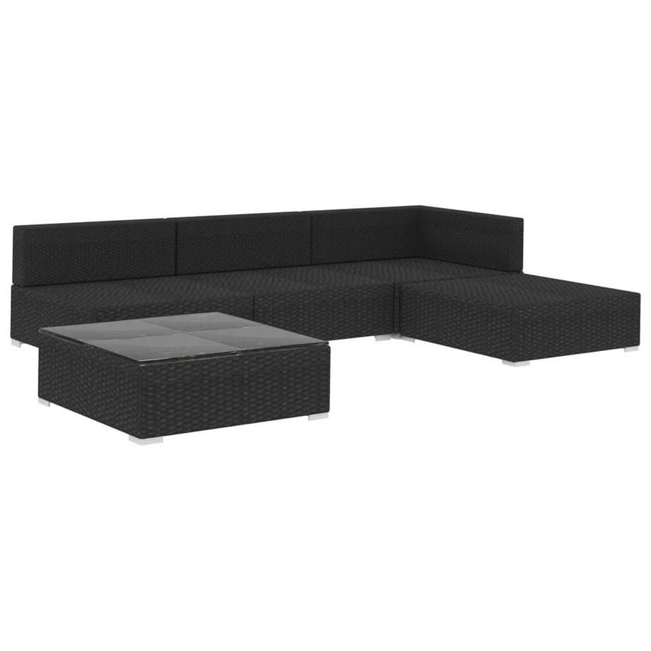 VidaXL Set aus Rattan-Ecksofa, Couchtisch und Kissen  