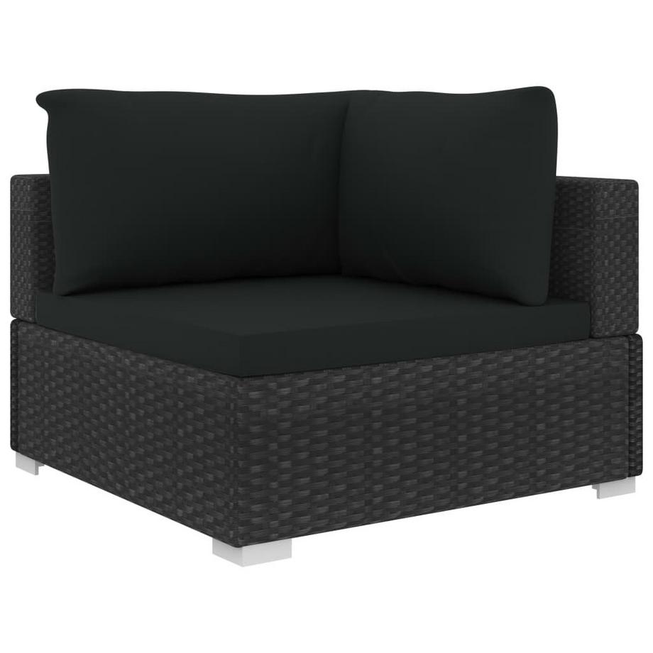 VidaXL Set aus Rattan-Ecksofa, Couchtisch und Kissen  