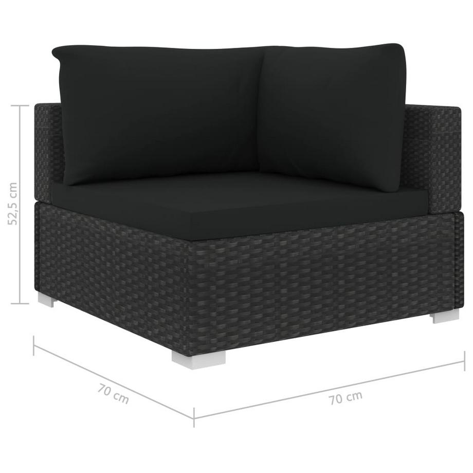 VidaXL Set aus Rattan-Ecksofa, Couchtisch und Kissen  