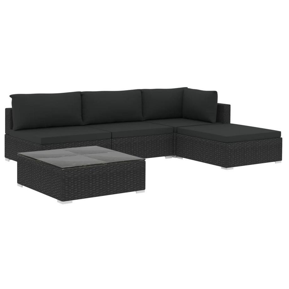 VidaXL Set aus Rattan-Ecksofa, Couchtisch und Kissen  