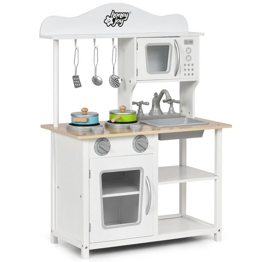 Northix  Cuisine de jeu pour enfants Cuisine de jeu en bois Ensemble de cuisine 60 x 30 x 83 cm blanc 