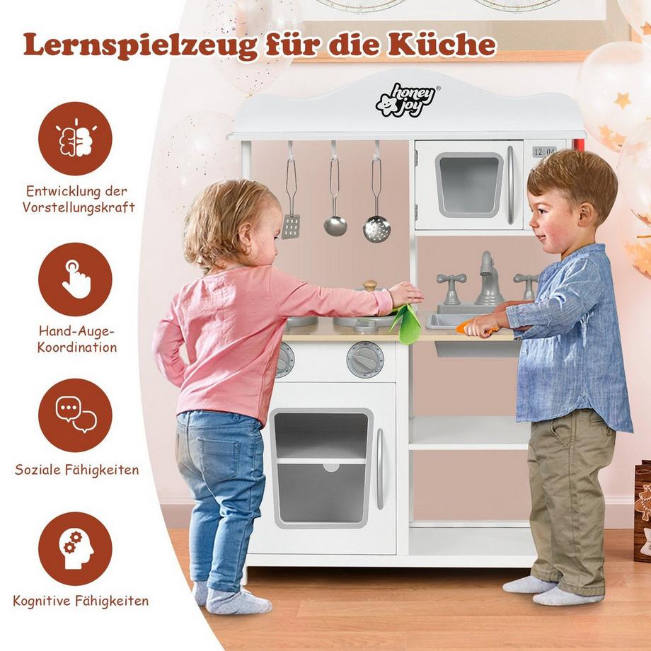 Northix  Cuisine de jeu pour enfants Cuisine de jeu en bois Ensemble de cuisine 60 x 30 x 83 cm blanc 