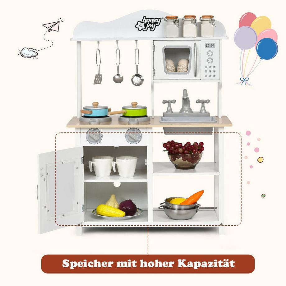 Northix  Cuisine de jeu pour enfants Cuisine de jeu en bois Ensemble de cuisine 60 x 30 x 83 cm blanc 