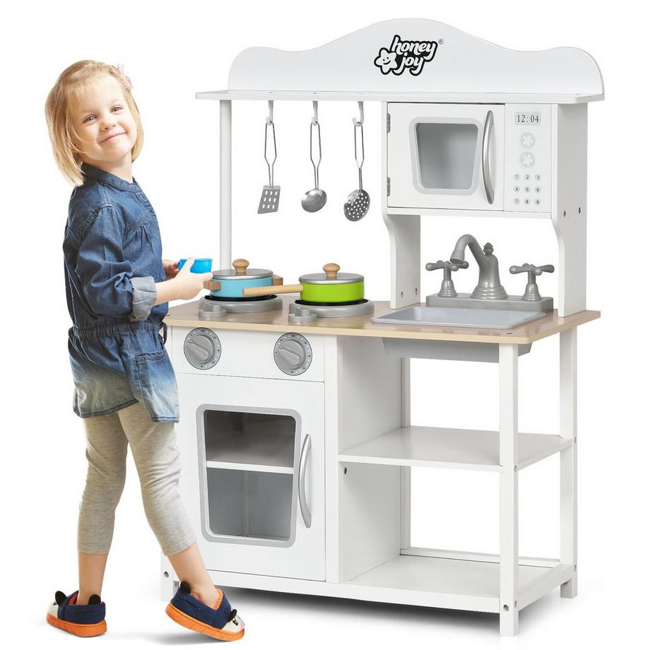 Northix  Cuisine de jeu pour enfants Cuisine de jeu en bois Ensemble de cuisine 60 x 30 x 83 cm blanc 
