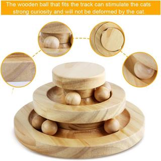 Alopini  Interaktives hölzernes Katzenspielzeug doppelte Schichtierende intelligente Schiene Ball 