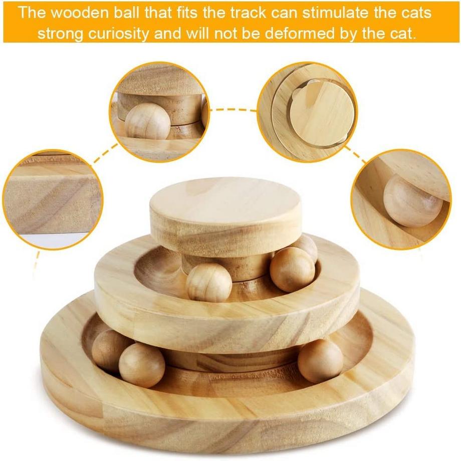 Alopini  Interaktives hölzernes Katzenspielzeug doppelte Schichtierende intelligente Schiene Ball 