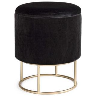 mutoni Tabouret Polina Noir rond avec espace de rangement  