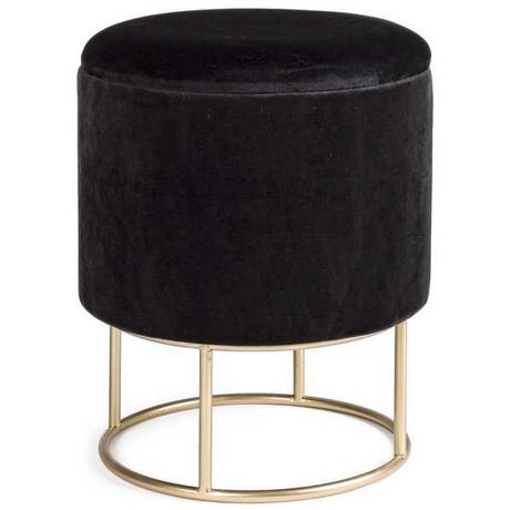 mutoni Tabouret Polina Noir rond avec espace de rangement  