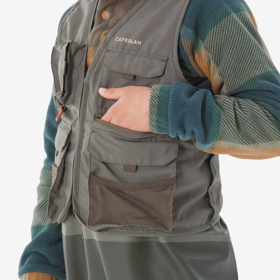 CAPERLAN  Gilet de pêche enfant poches coton 
