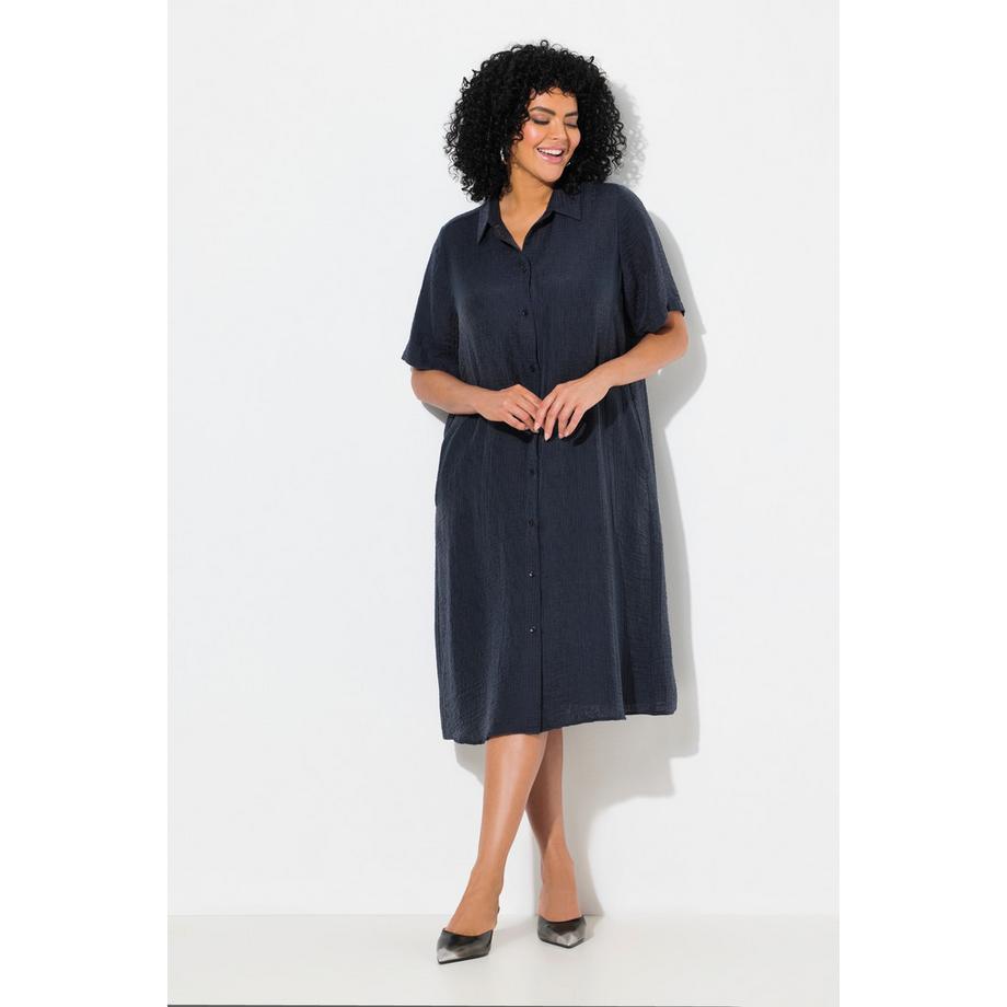 Ulla Popken Lyocell-Mix Halbarm Hemdkragen Kleid  