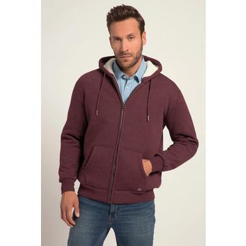 Giacca per l'outdoor in felpa con cappuccio, fodera di teddy e zip, fino alla tg. 8XL