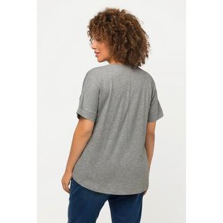 Ulla Popken  T-shirt oversized à col rond, manches courtes et motif phare 