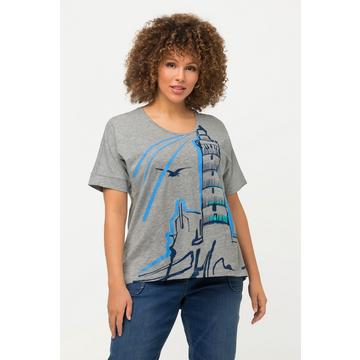 T-shirt oversized à col rond, manches courtes et motif phare