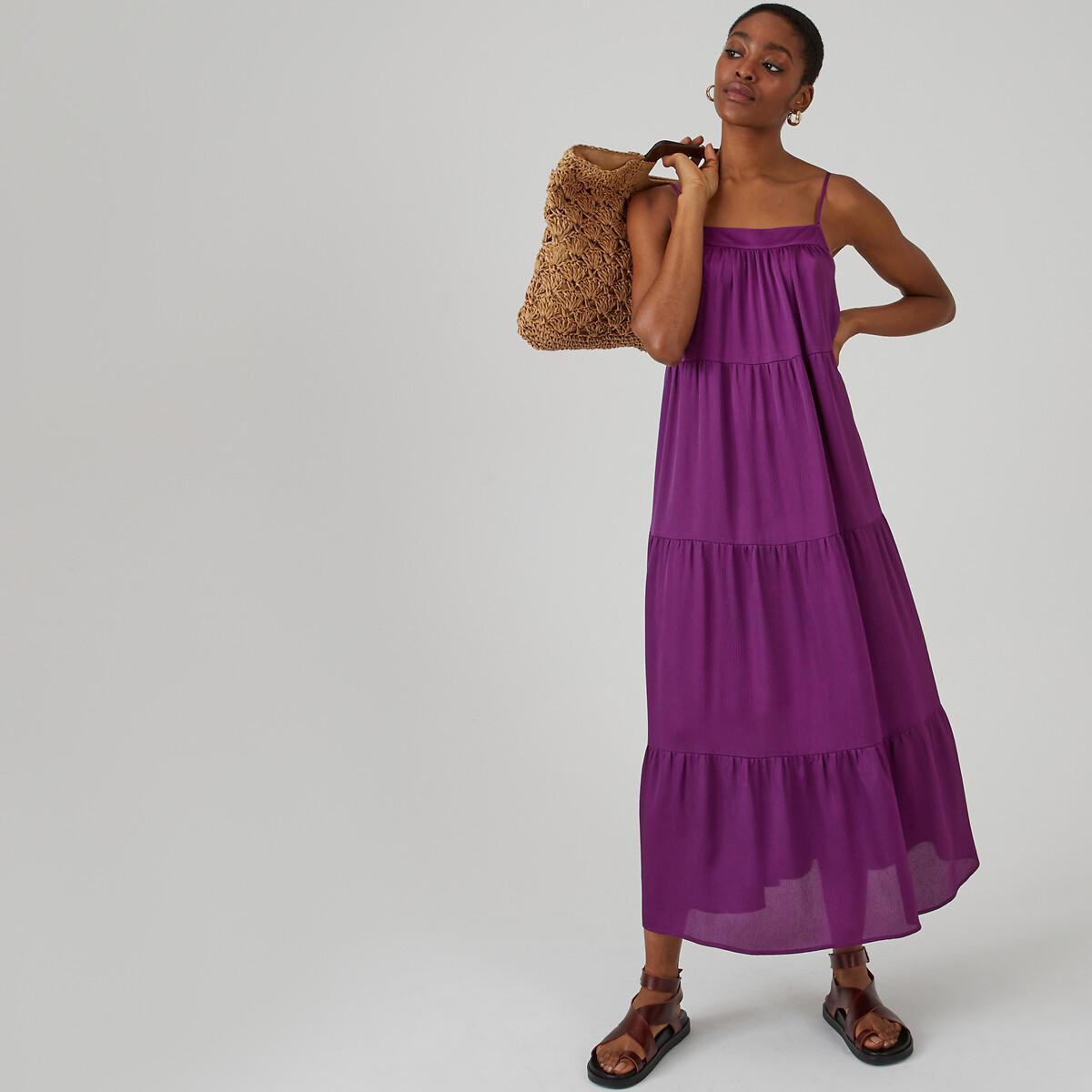 Image of Langes Sommerkleid Mit Schmalen Trägern Damen Violett 34
