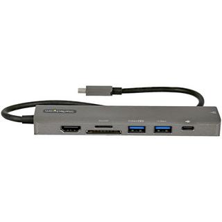 STARTECH.COM  Adaptateur Multiport USB-C - USB Type C vers HDMI 2.0 4K 60Hz, Alimentation 100W Passthrough, SD/MicroSD, Hub 2 Ports USB 3.0 - GbE - Mini Dock USB-C - Câble Intégré 30cm 