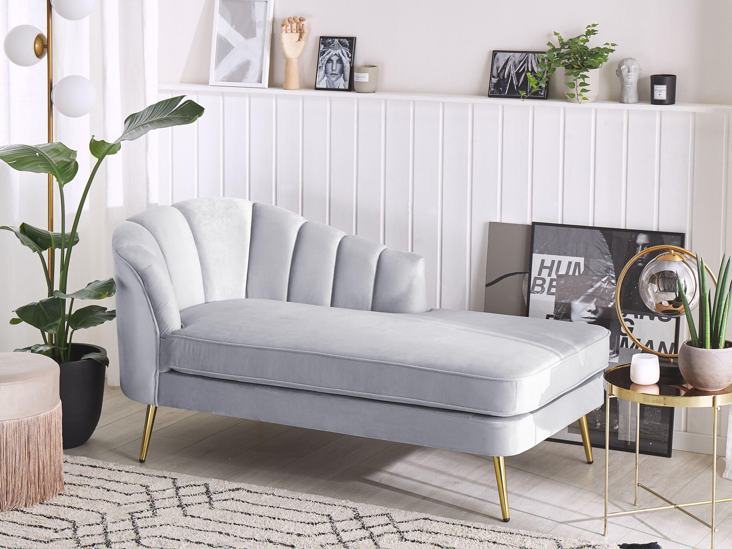 Beliani Chaise longue en Velours Glamour ALLIER  