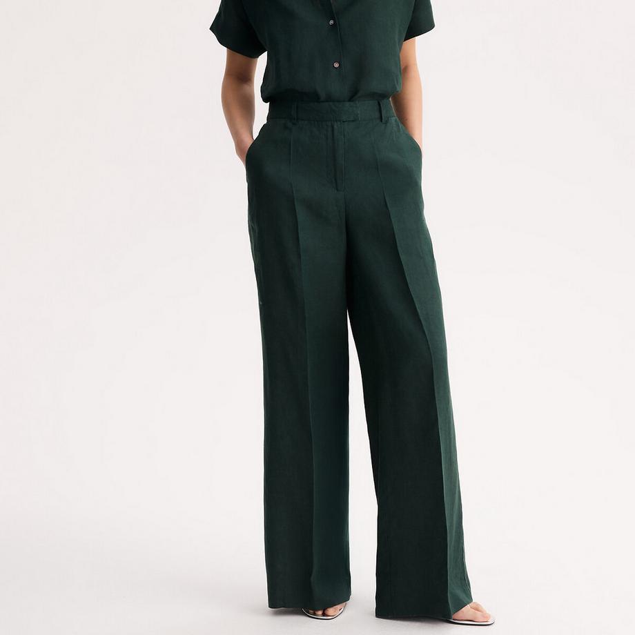 Pantalon large en lin&nbsp;