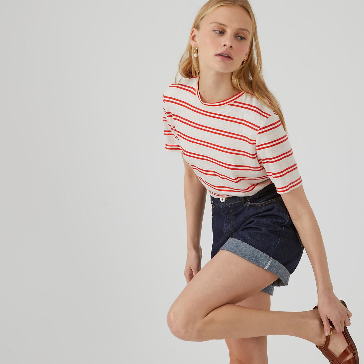 Image of Gestreiftes T-shirt Mit Rundhalsausschnitt Damen M