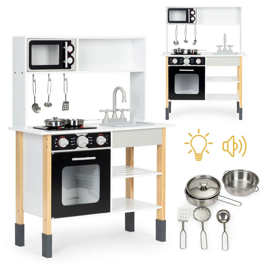 MST  Cuisine enfant en bois, four, feux micro-ondes, accessoires ECOTOYS 