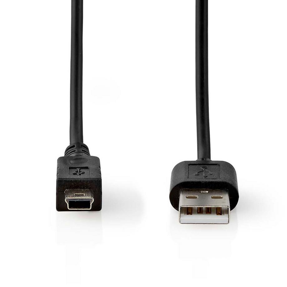 Nedis  Cavo USB | USB 2.0 | USB-A Hane | Mini 5-Pin Hane | 480 Mbps | Nickelplaterad | 2,00 m | Rotondo | PVC | Svart | Etichetta 