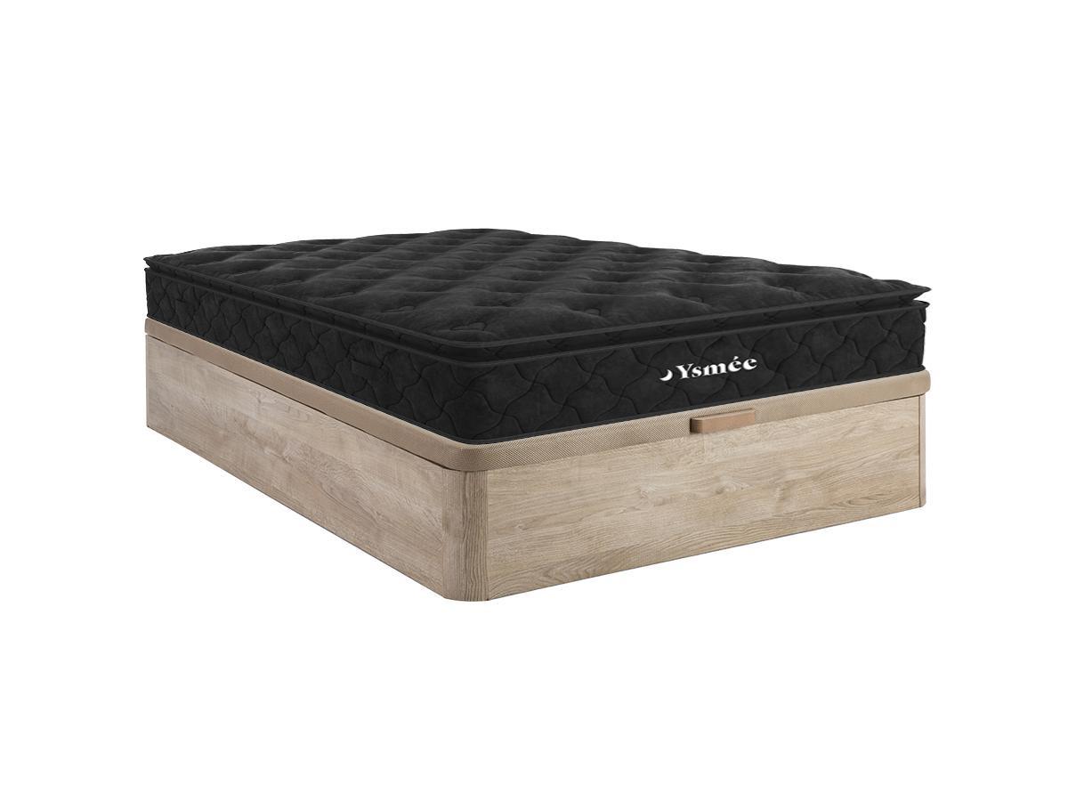 Ysmée Ensemble 160 x 200 cm sommier coffre naturel clair + matelas ressorts ensachés surmatelas intégré ép.28cm - BLACK DREAM de YSMÉE  