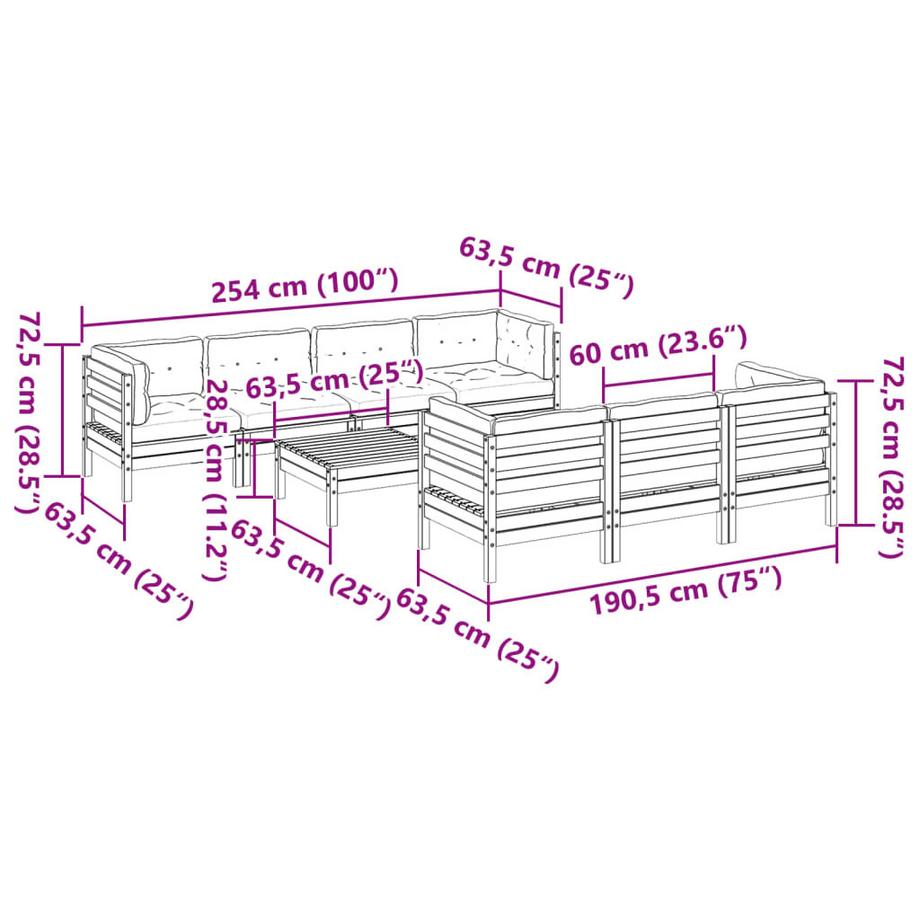 VidaXL Salon de jardin douglas wood  