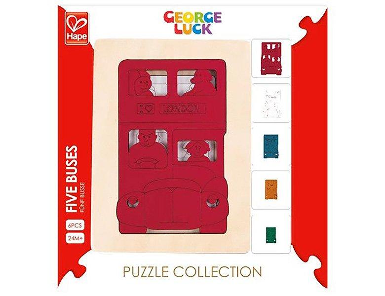 Hape  Puzzle Fünf Busse (6Teile) 