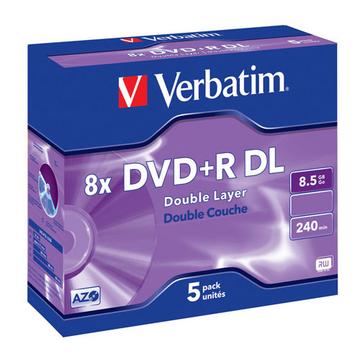 Verbatim - 5 x DVD+R DL - 8.5 GB (240 Min.) 8x - mattsilber - Jewel Case (Schachtel)