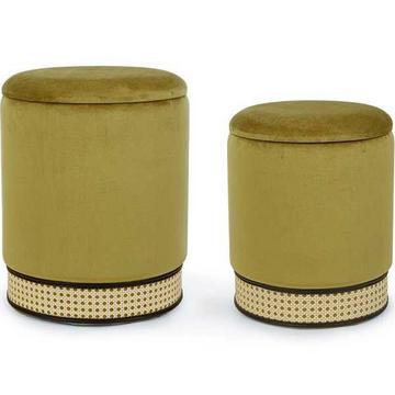 Pouf Milena Olive (set di 2)