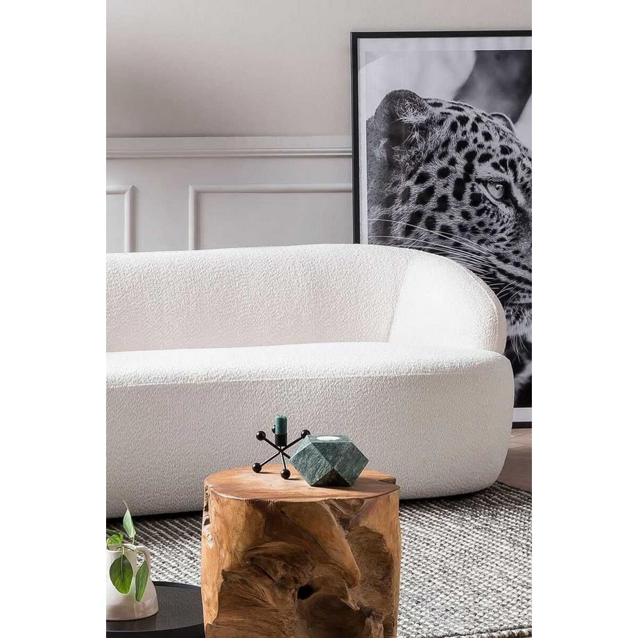 mutoni Canapé réniforme 2 places Joplix Bouclé Tissu blanc 220  