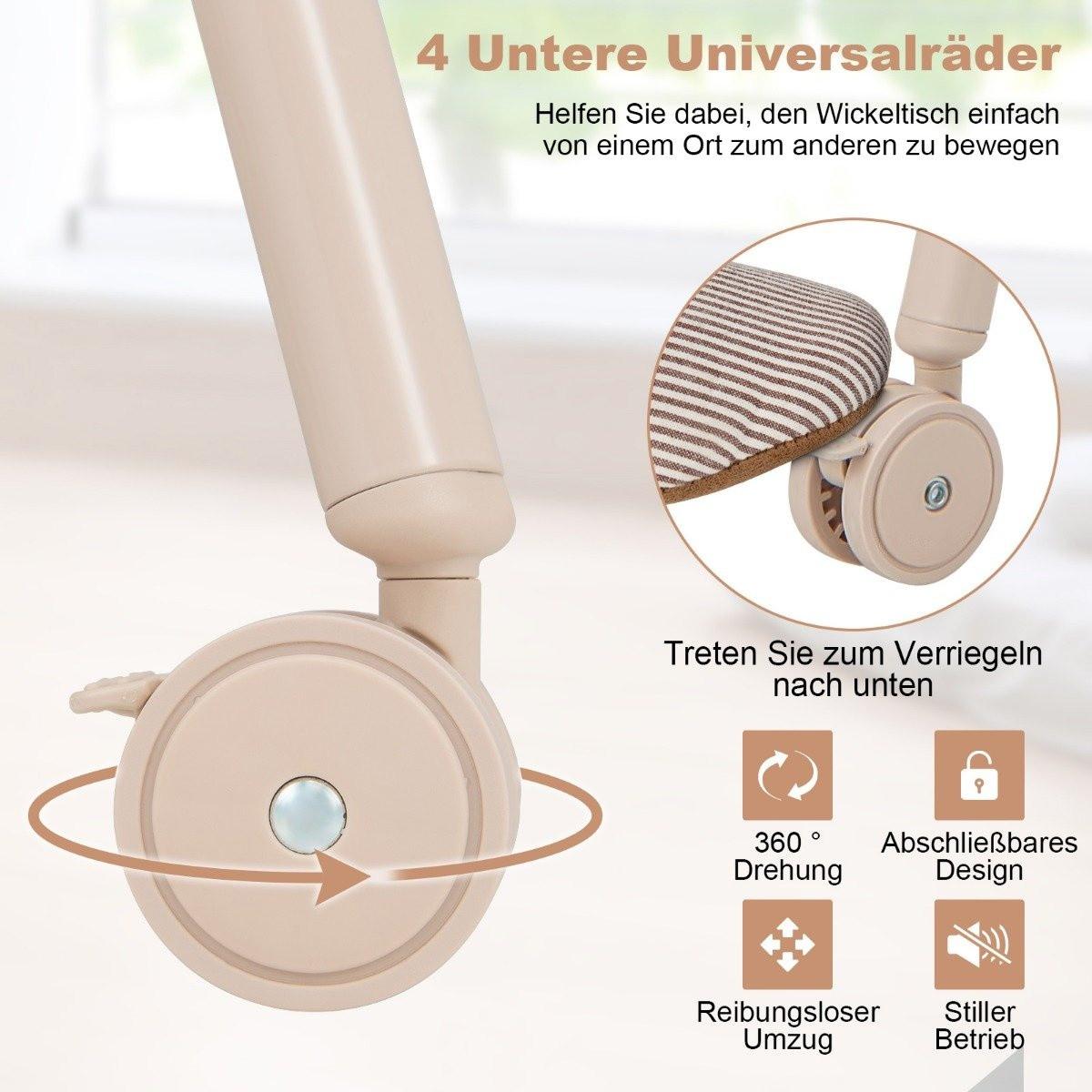 B2X  Baby Wickeltisch mit Badewanne Tragbare Wickelkommode mit PVC-Auflage 86 x 50 x 100 cm Beige 