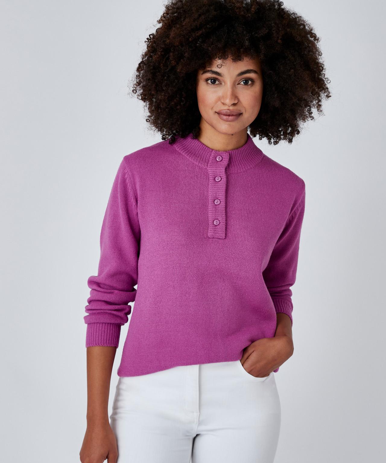 Image of Stehkragenpullover Aus Schmiegsamem Jerseystrick. Damen Violett 46/48