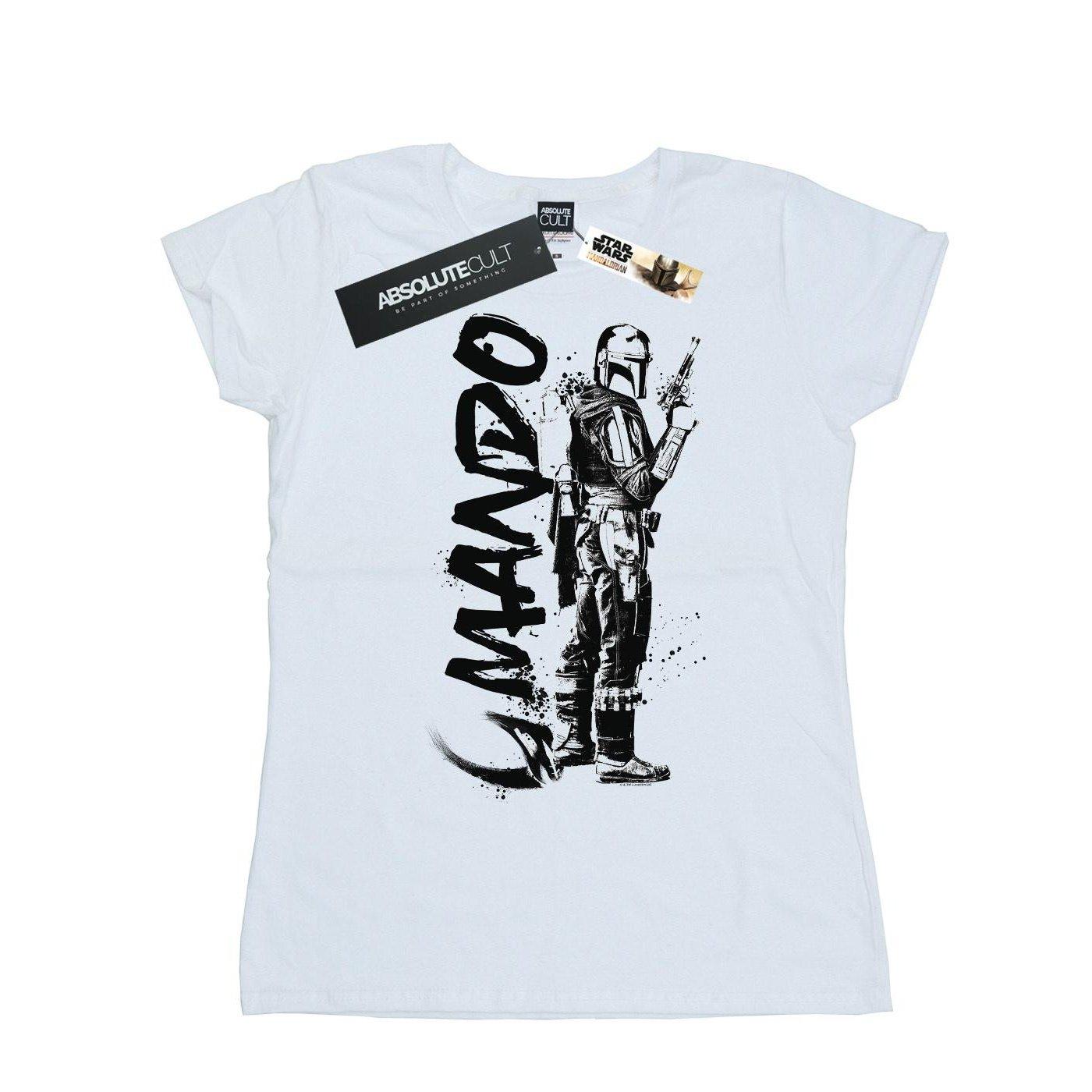 Image of The Mandalorian Splat Mando Tshirt Damen Weiss XXL