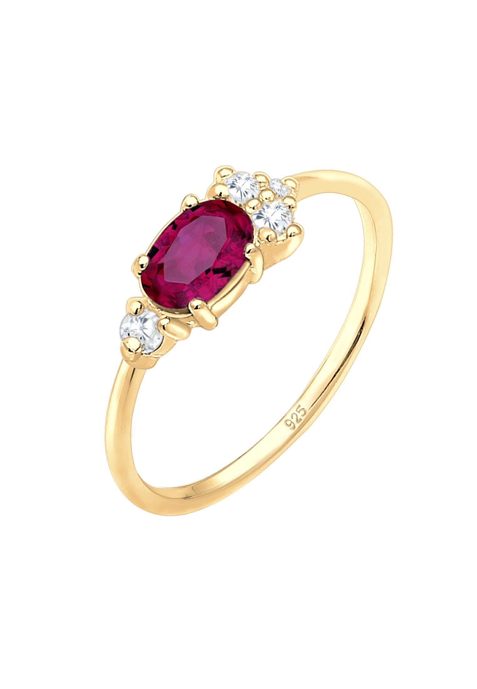 Image of Ring Vintage Zirkonia Synthetischer Rubin Damen Rot Bunt 54mm