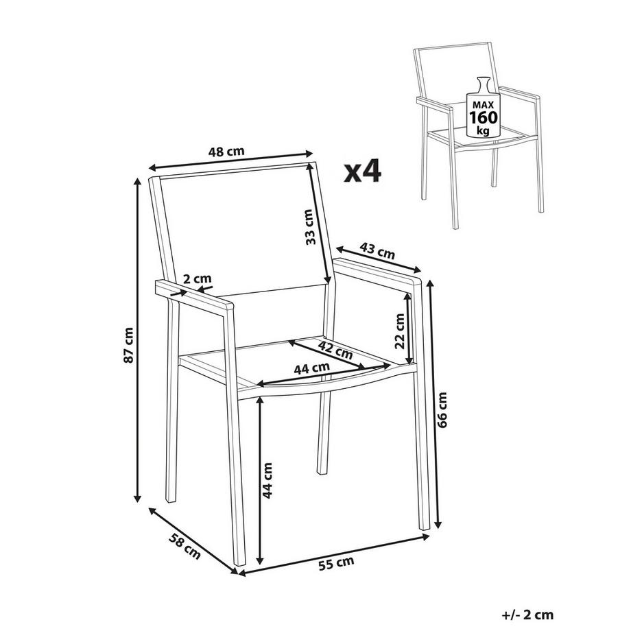 Beliani Gartenstuhl 4er Set aus PE Rattan Modern GROSSETO  