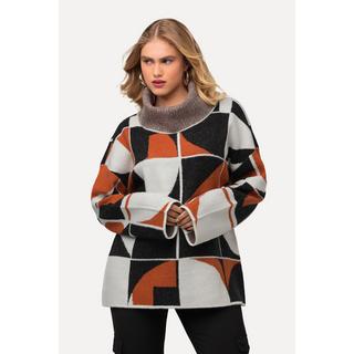 Ulla Popken  Pullover, Jacquard-Strick, Rollkragen, Langarm 