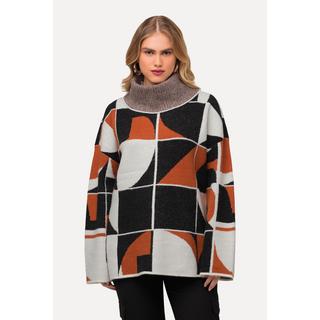 Ulla Popken  Pullover, Jacquard-Strick, Rollkragen, Langarm 