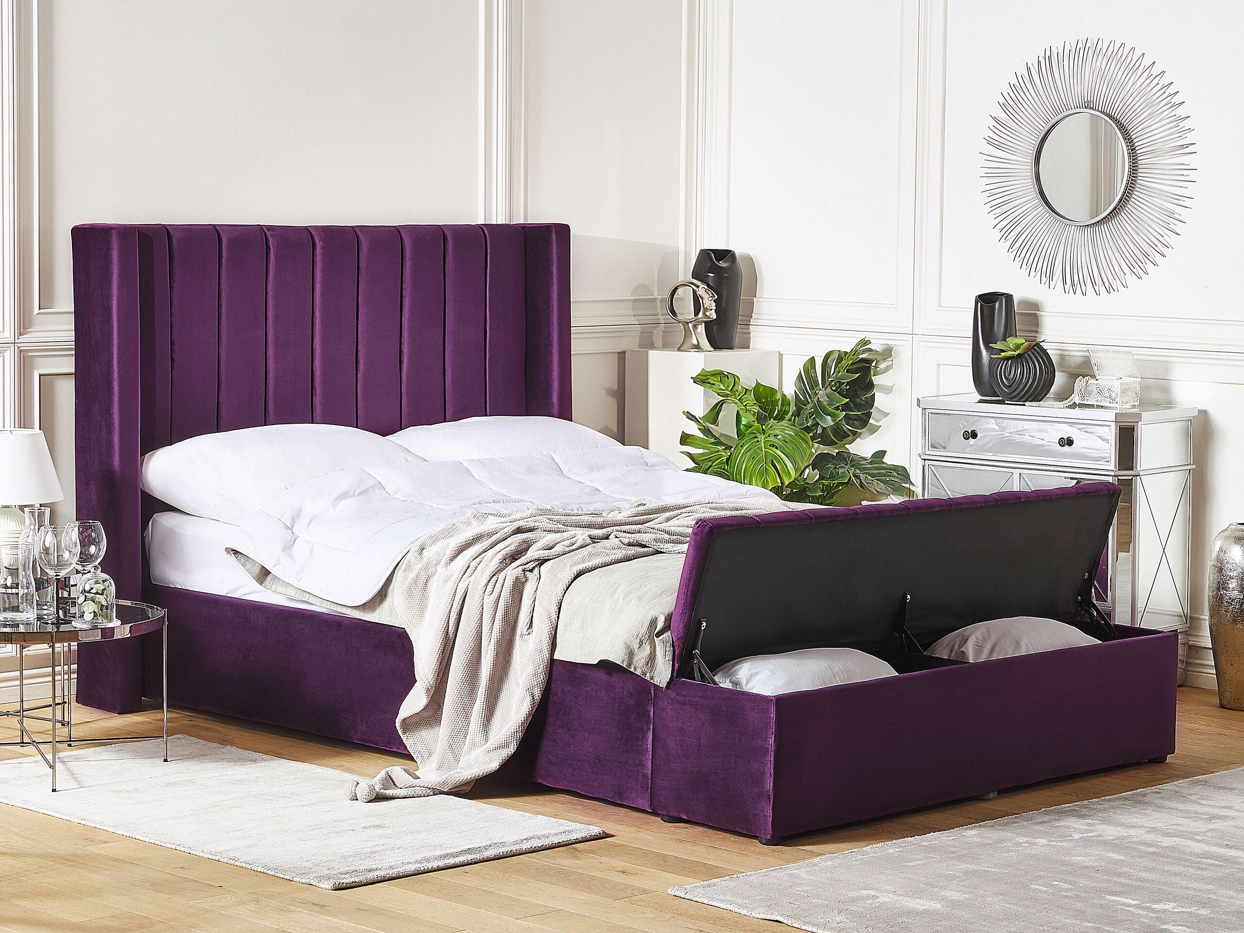 Beliani Bett mit Lattenrost aus Samtstoff Modern NOYERS  