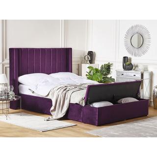 Beliani Bett mit Lattenrost aus Samtstoff Modern NOYERS  