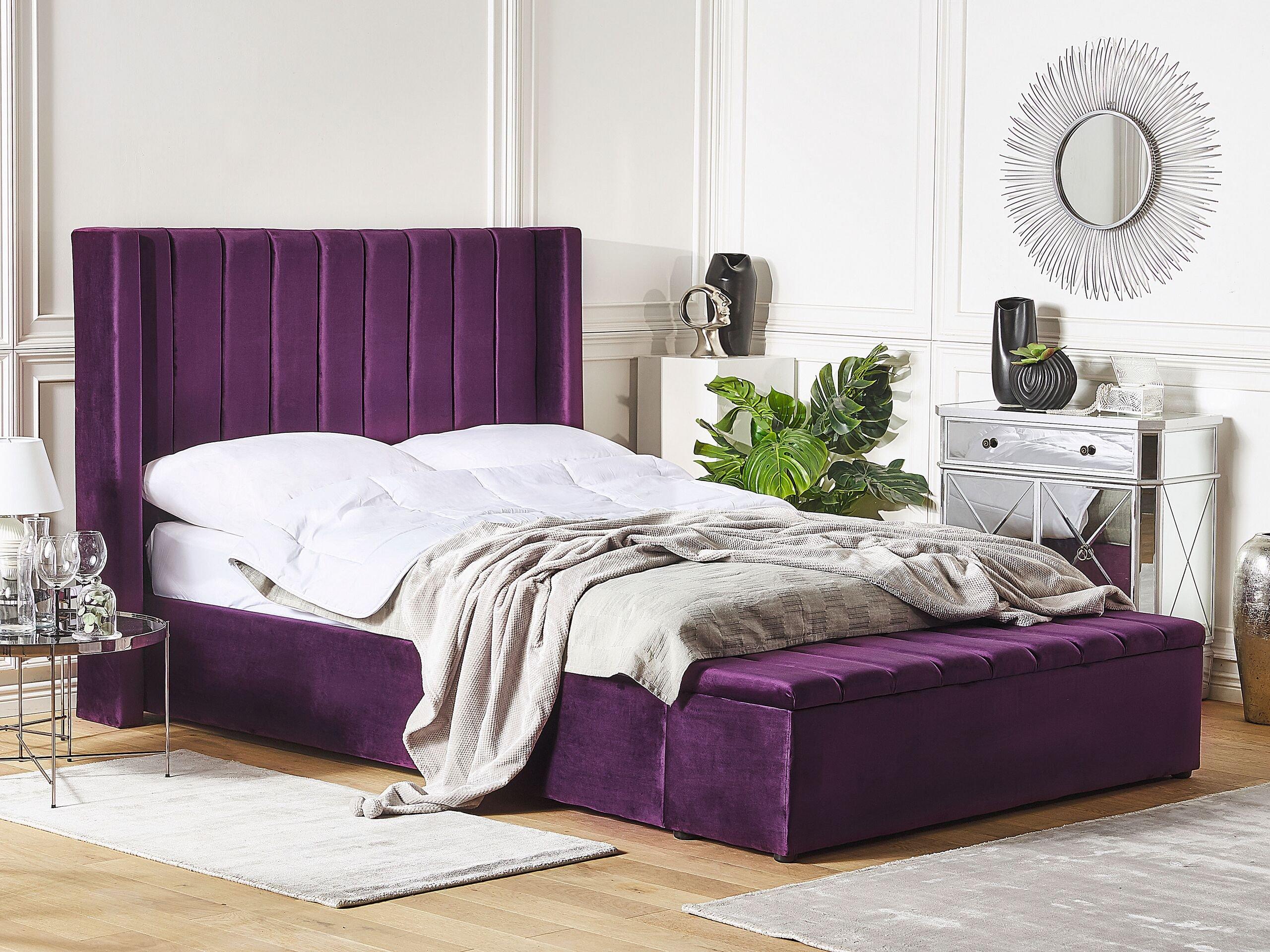 Beliani Bett mit Lattenrost aus Samtstoff Modern NOYERS  