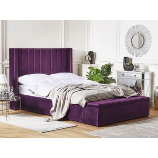 Beliani Bett mit Lattenrost aus Samtstoff Modern NOYERS  