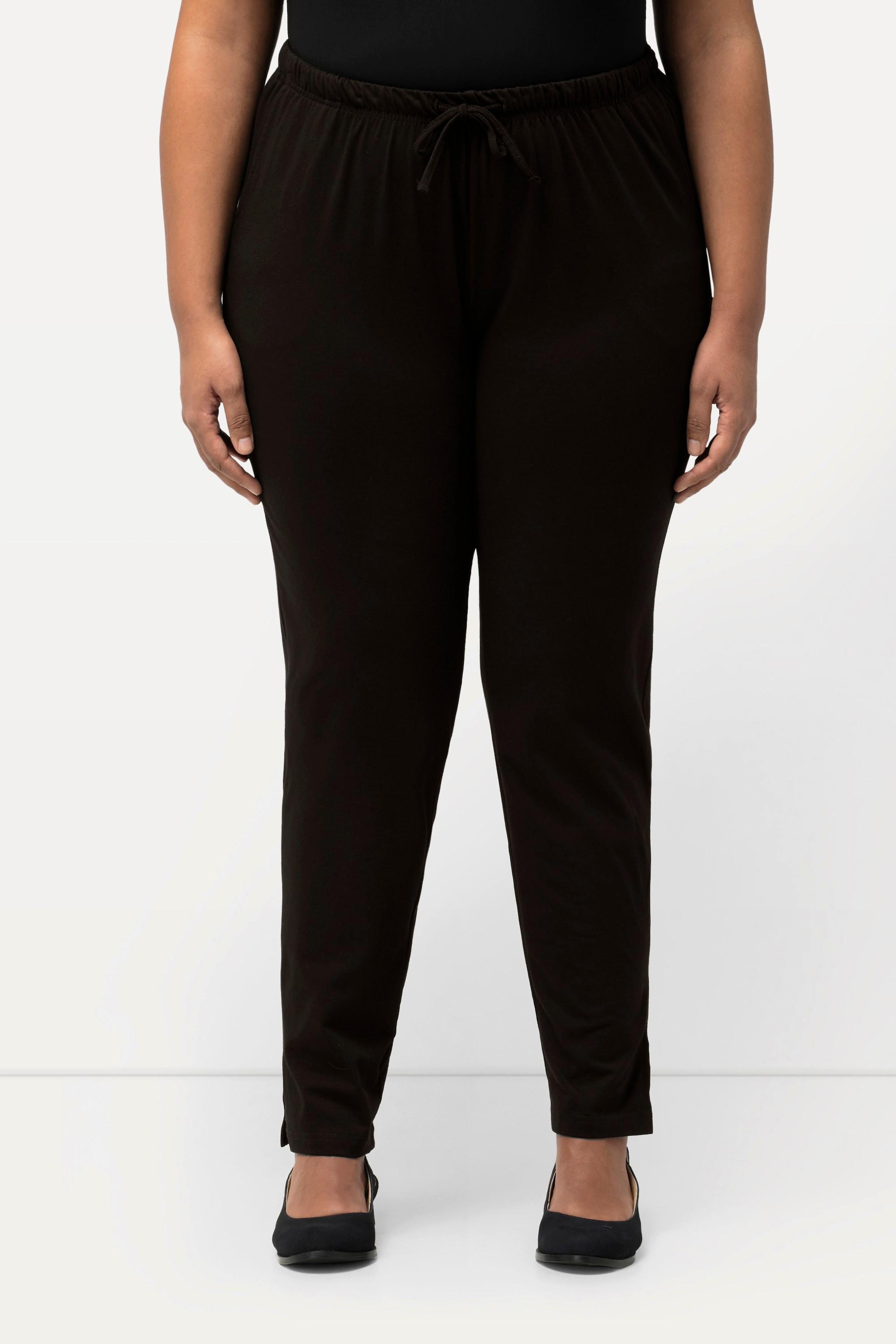 Ulla Popken  Pantalon Slim Fit à taille élastique. Bas de jambe légèrement fendu noir 