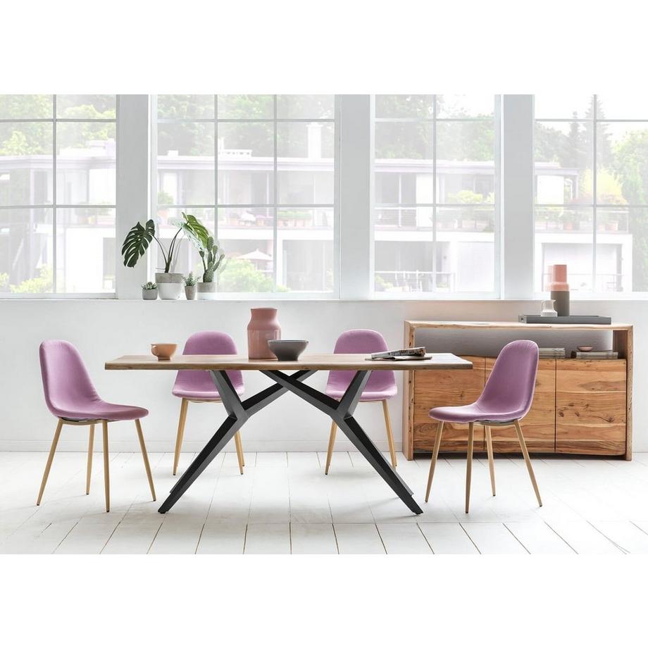 mutoni Table 180x100 cm - chêne sauvage huilé naturel - métal noir antique  